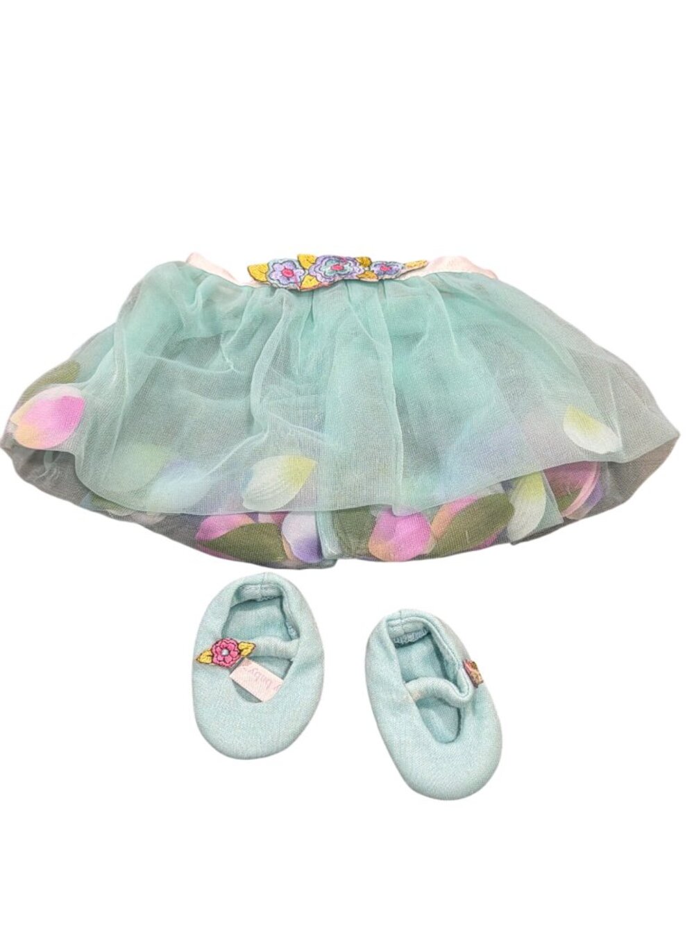 American Girl Bitty Baby Sleeptime Dreamtime Aqua Tulle Skirt & Shoes